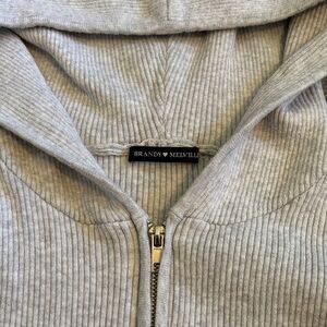 Brandy Melville Light Gray Hooded Cardigan